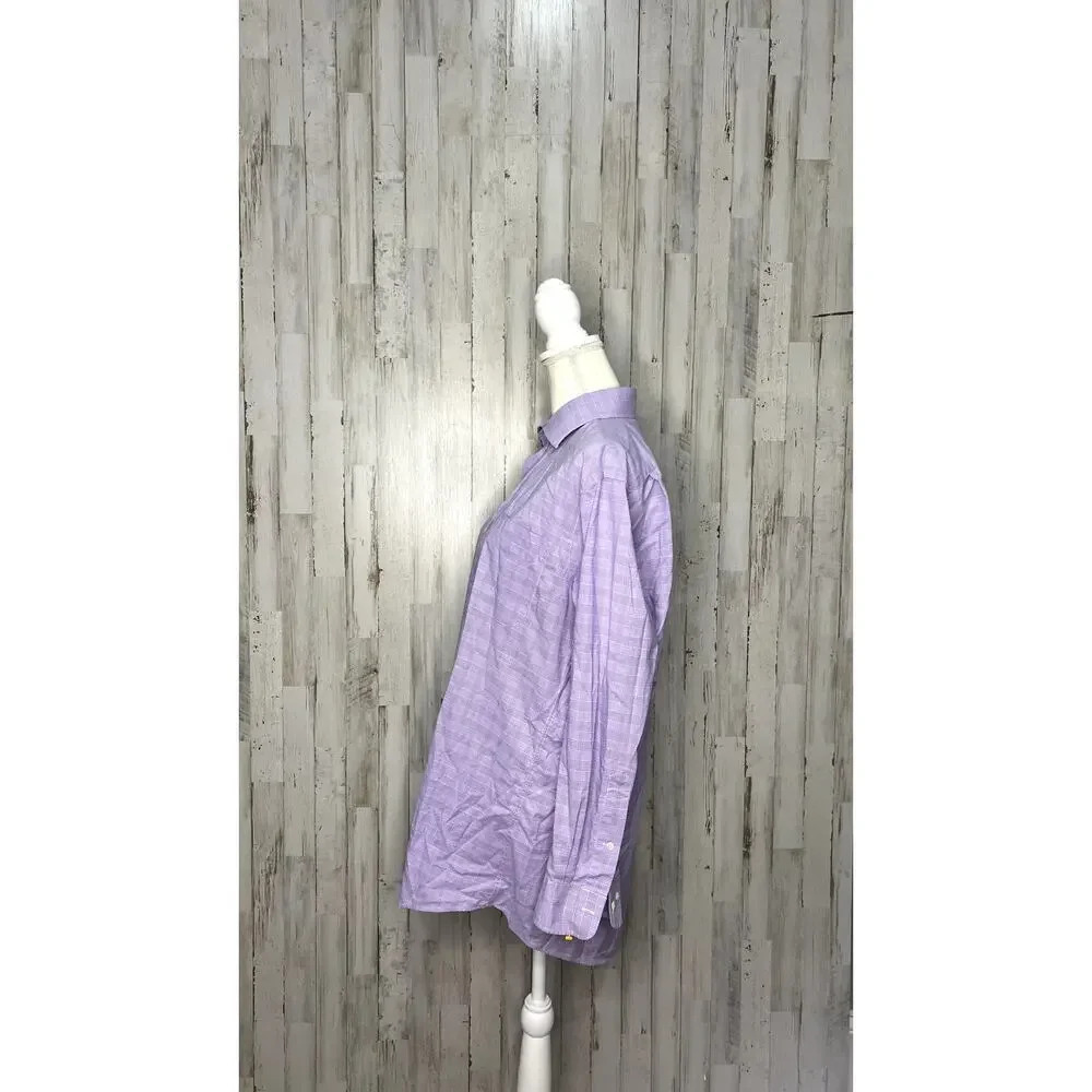 Lauren Ralph Lauren Mens Size 16.5 Slim Fit Purple Plaid Long Sleeve Dress Shirt - Picture 4 of 5
